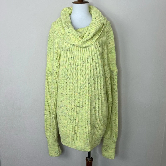 Free People Leo Tunic Cowl-Neck Yellow Confetti Knit Sweater - Picture 5 of 16